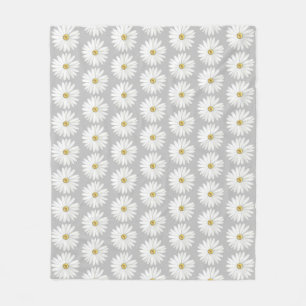 Beautiful Daisy Flower on Light Grey Fleece Blanket