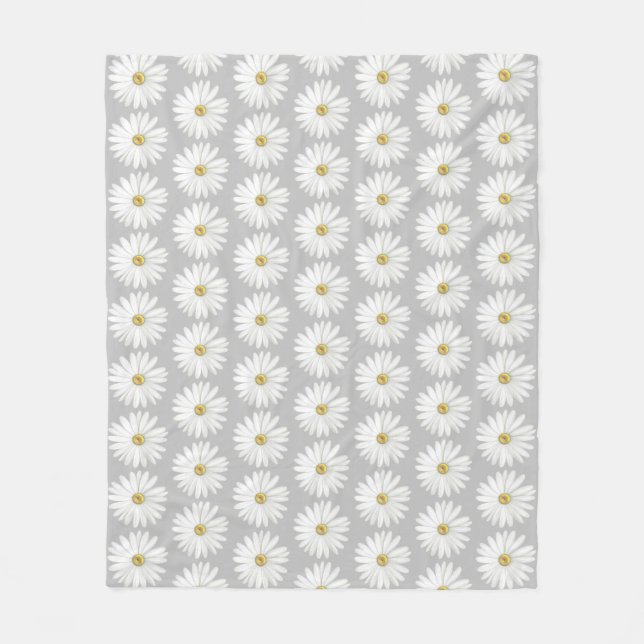 Beautiful Daisy Flower on Light Grey Fleece Blanket (Front)