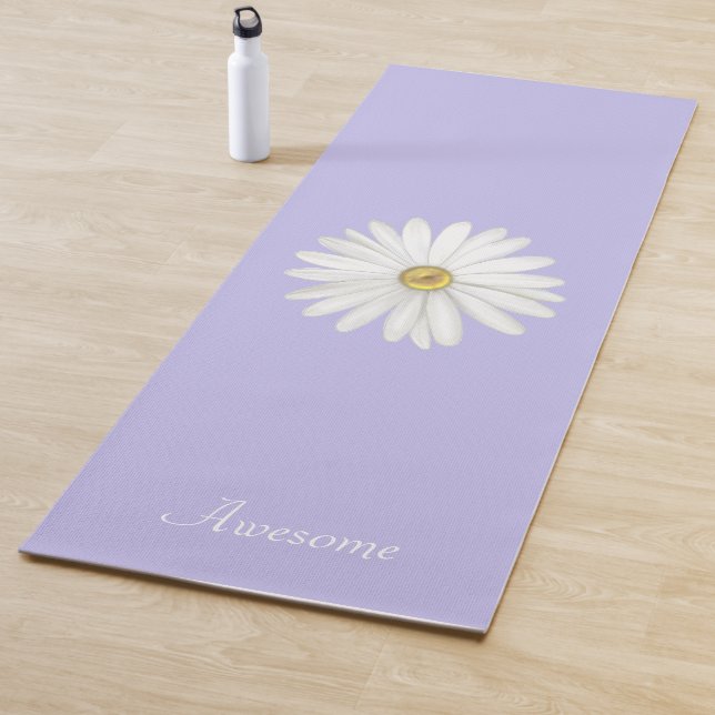 Beautiful Daisy Flower on Light Periwinkle Yoga Mat (In Situ)