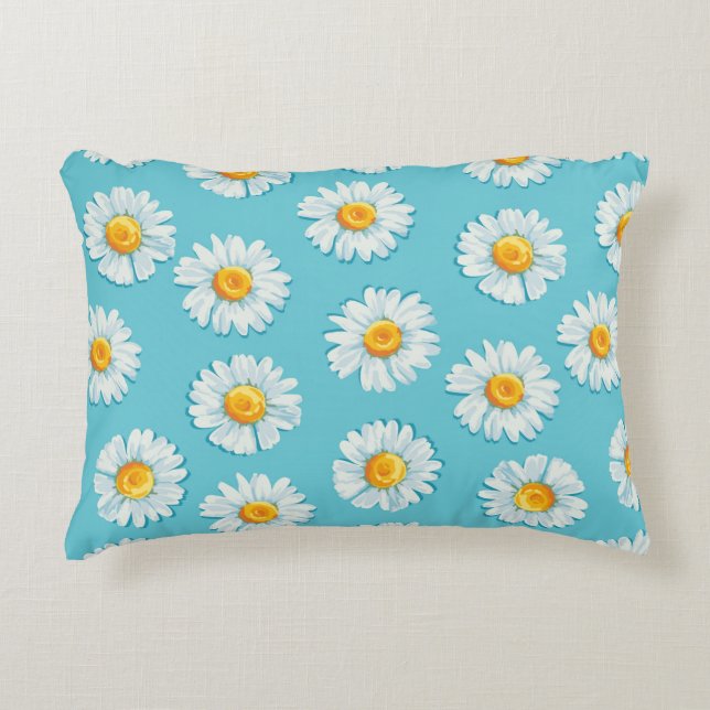 Beautiful daisy flowers seamless pattern accent pillow (Front)