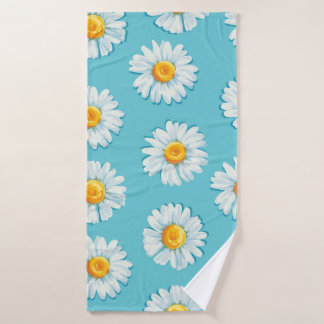 Beautiful daisy flowers seamless pattern bath towel