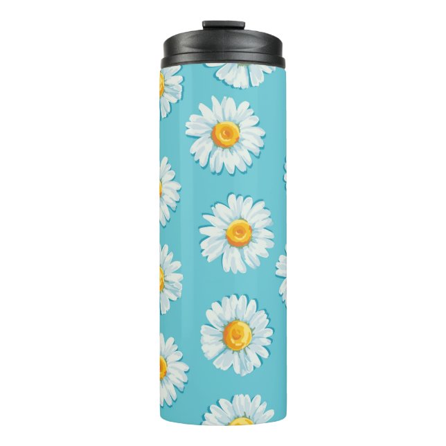 Beautiful daisy flowers seamless pattern thermal tumbler (Front)