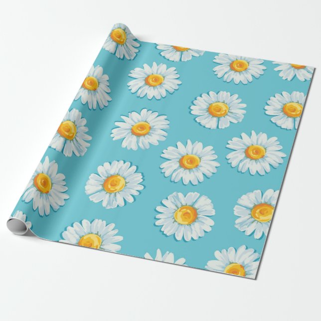 Beautiful daisy flowers seamless pattern wrapping paper (Unrolled)