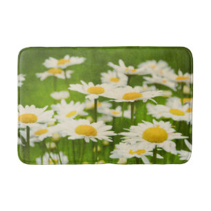 Beautiful Daisy Flowers Yellow and Green Bath Mat