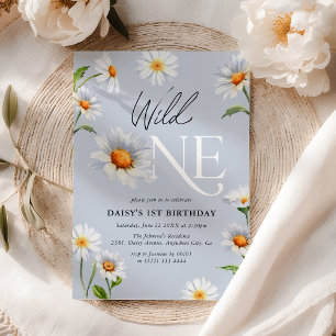 Beautiful Daisy Wild One Girl 1st Birthday Invitation