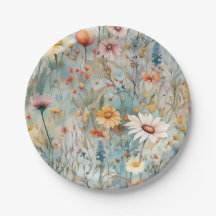 Beautiful Daisy Wildflower Pattern Paper Plates