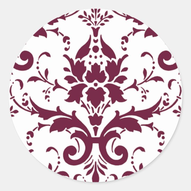 Beautiful Damask Classic Round Sticker (Front)