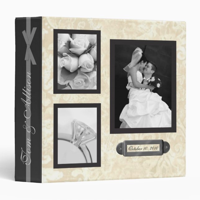 Beautiful Damask Wedding Scrapbook Binder (Front/Spine)
