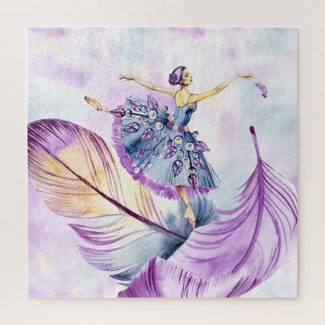 Beautiful Dancing Ballerina with Feathers Jigsaw Puzzle (Vertical)