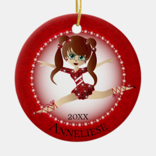 Beautiful Dancing Red Ballerina Ceramic Ornament