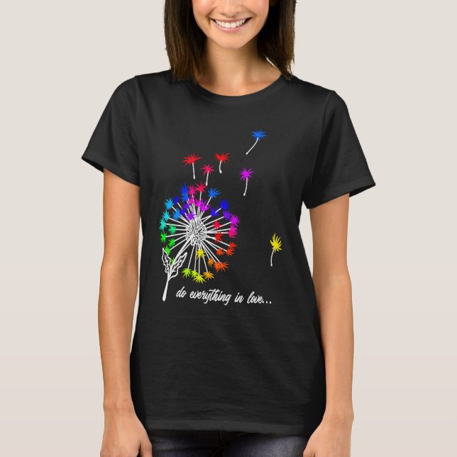 Beautiful dandelion with colourful spores flying a T-Shirt (Front)
