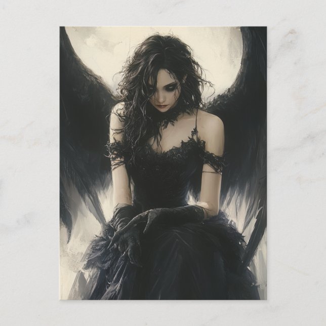 Beautiful Dark Angel Fantasy Postcard (Front)