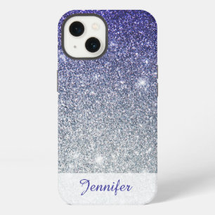 Beautiful Dark Blue Purple Glitter Ombre iPhone Ca 13 Case