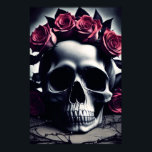 Beautiful Dark & Gothic Rose Skull Poster<br><div class="desc">A dark and gothic painting of a human skull surrounded by pale gothic roses and petals,  featuring a creepy desaturated gothic atmosphere and otherworldly atmosphere,  this gothic poster is perfect for lovers of dark gothic skulls and dark romantic gothic flowers and roses.</div>