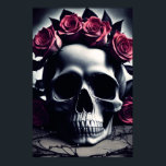 Beautiful Dark & Gothic Rose Skull Poster<br><div class="desc">A dark and gothic painting of a human skull surrounded by pale gothic roses and petals,  featuring a creepy desaturated gothic atmosphere and otherworldly atmosphere,  this gothic poster is perfect for lovers of dark gothic skulls and dark romantic gothic flowers and roses.</div>