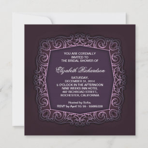 beautiful dark purple bridal shower invitation