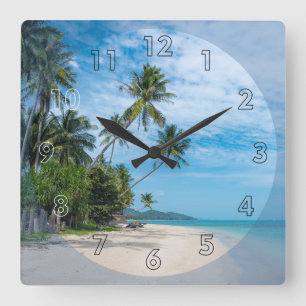 Beautiful Day at the Beach Square Wall Clock