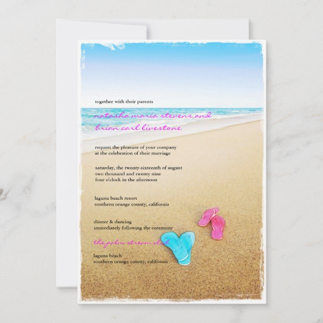 Beautiful Day Beach Flip Flops Chic Wedding Invite (Front)