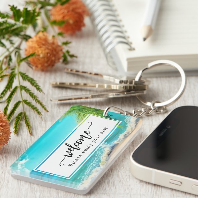 Beautiful Day Beach Vacation Rental Keychain (Front Right)