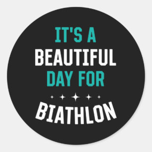 Beautiful Day For Biathlon Funny Sports Humour Gam Classic Round Sticker