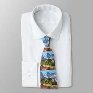 Beautiful Day in the Mountains Oil Painting Tie