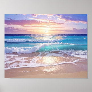 Beautiful Day Ocean Wonders at the Seashore Beach Poster