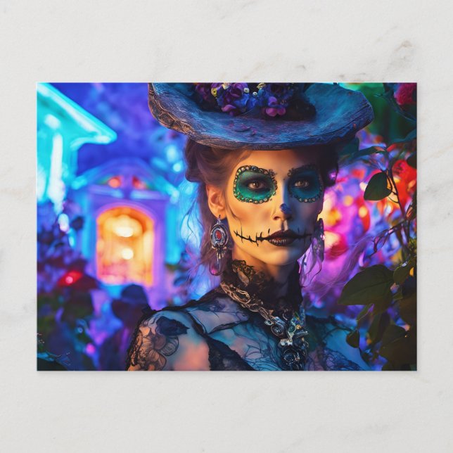 Beautiful Day of The Dead Woman Postcard (Front)