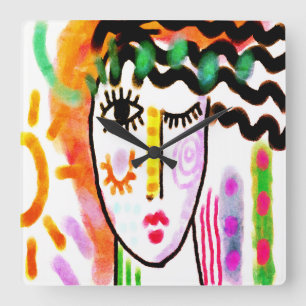 Beautiful Day Original Abstract Art Square Wall Clock