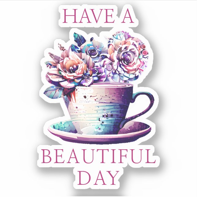 Beautiful Day Pretty Vintage Tea Cup of Flowers (Front)