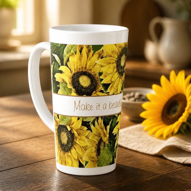 Beautiful Day Sunflower Latte Mug (Creator Uploaded)