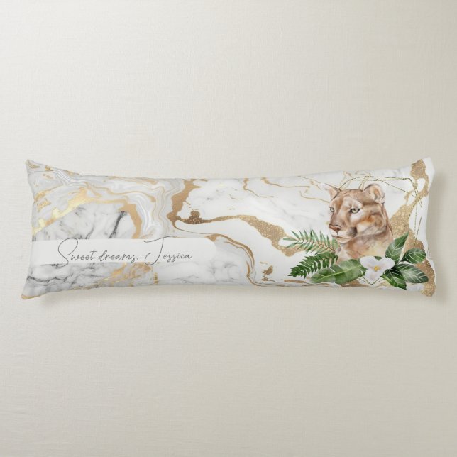Beautiful DBL-sided marble pattern with Puma  Body Pillow (Front)
