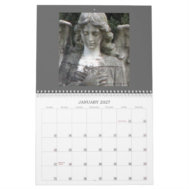 Beautiful Death - a calendar of cemetery art (Jan 2027)