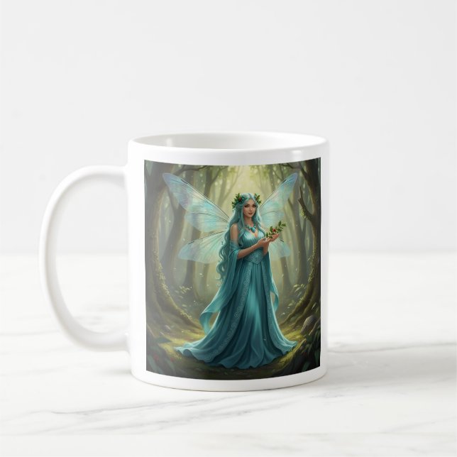 Beautiful December Turquoise Fairy Coffee Mug (Left)