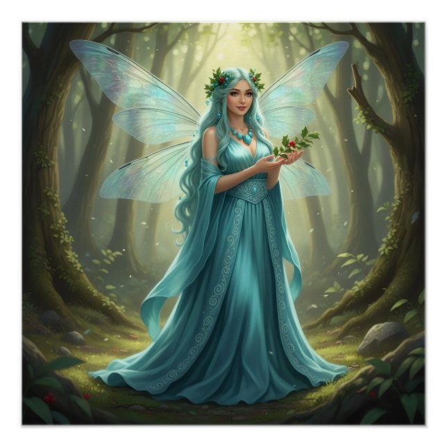 Beautiful December Turquoise Fairy Poster (Front)