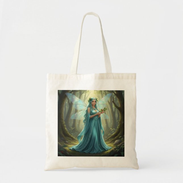 Beautiful December Turquoise Fairy Tote Bag (Front)