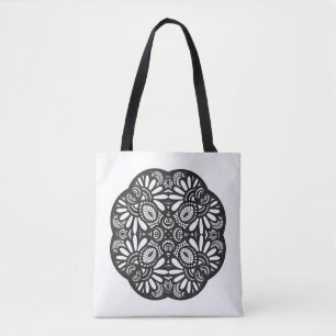 Beautiful Deco Black Square Doodle 2 Tote Bag