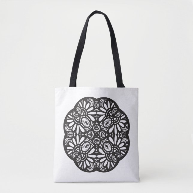 Beautiful Deco Black Square Doodle 2 Tote Bag (Front)