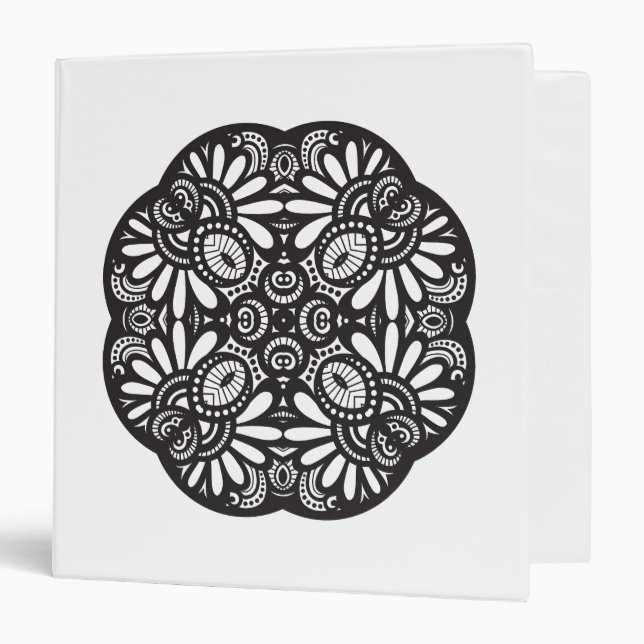 Beautiful Deco Black Square Doodle Binder (Front/Inside)