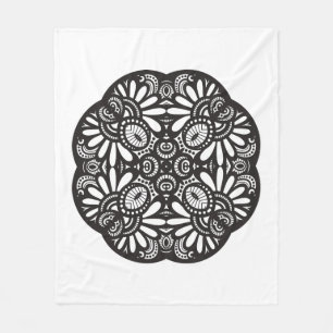 Beautiful Deco Black Square Doodle Fleece Blanket