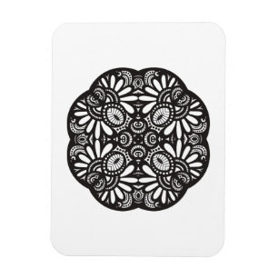 Beautiful Deco Black Square Doodle Magnet