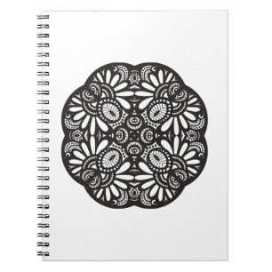 Beautiful Deco Black Square Doodle Notebook