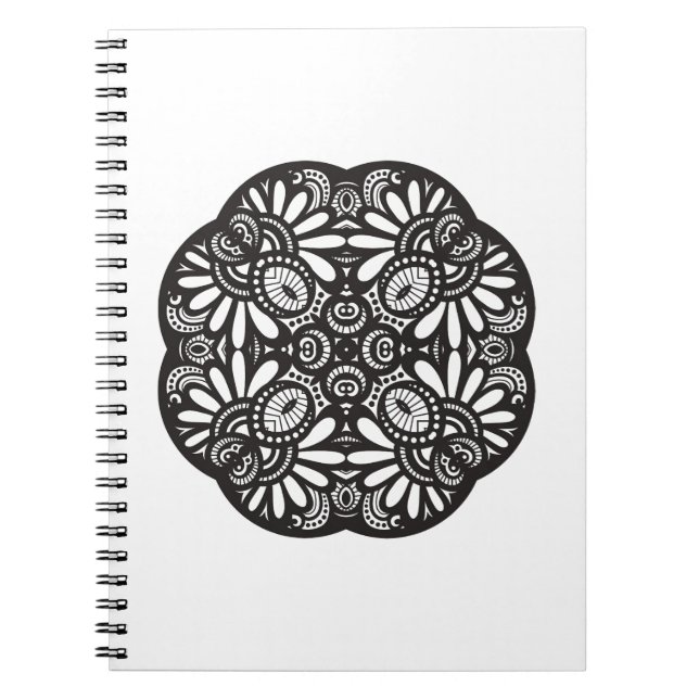 Beautiful Deco Black Square Doodle Notebook (Front)