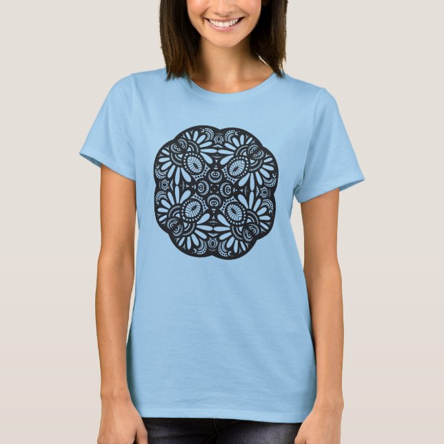 Beautiful Deco Black Square Doodle T-Shirt (Front)