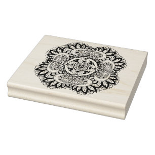 Beautiful Deco Square Doodle Rubber Stamp
