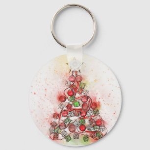 Beautiful Decorated Christmas Tree Keychain