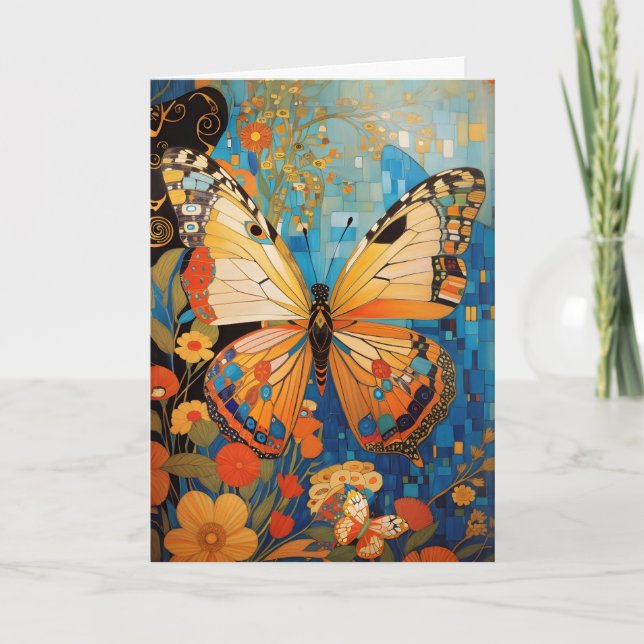 Beautiful Decorative Butterfly Floral Thank you  Card (Front)