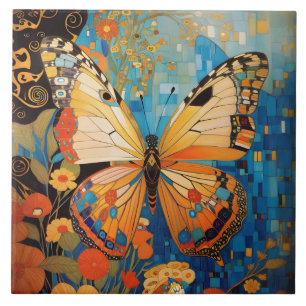 Beautiful Decorative Butterfly Floral Tile