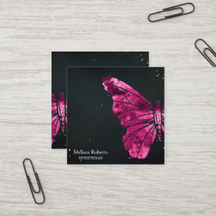Beautiful Decorative Butterfly Logo Black  Square Business Card