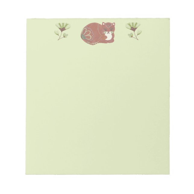 Beautiful Decorative Folk Art Cat Notepad (Front)