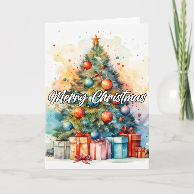 Beautiful Decorative Holiday Christmas Tree Card (Front)